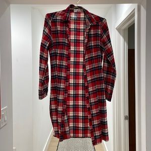Navy and red plaid over shirt